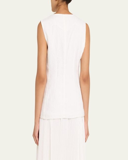 AEXAE Natural Button-Front Linen Vest