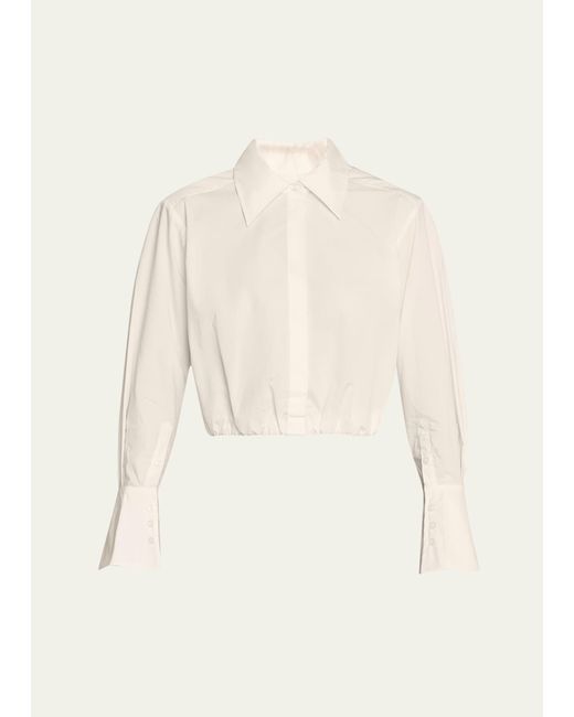 Jonathan Simkhai Natural Blythe Cotton Poplin Button-front Crop Shirt
