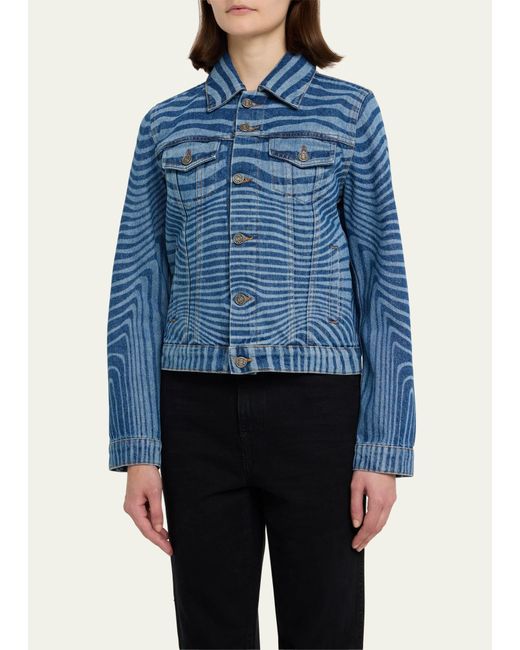 Jean Paul Gaultier Blue Body Morphing Laser Print Denim Jacket