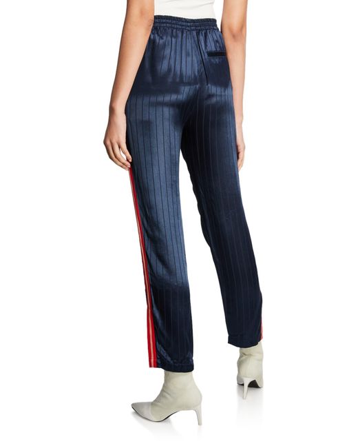 Rag & Bone Satin Ryan Striped Split-hem Track Pants in Blue - Lyst