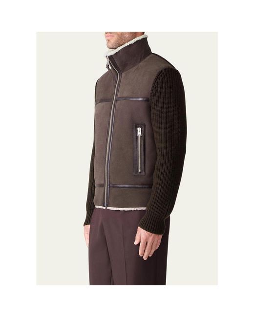 Mackage Black Jonathan Mixed-Media Shearling Jacket for men