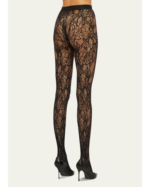 Wolford Natural Logo Floral Net Tights