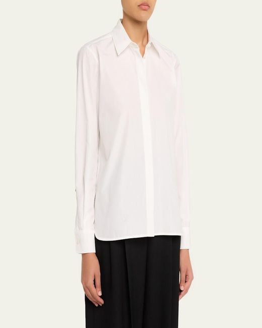 Max Mara Natural Button-Down Cotton Shirt