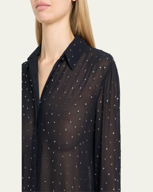 Altuzarra Blue Chika Strass Button-Down Top