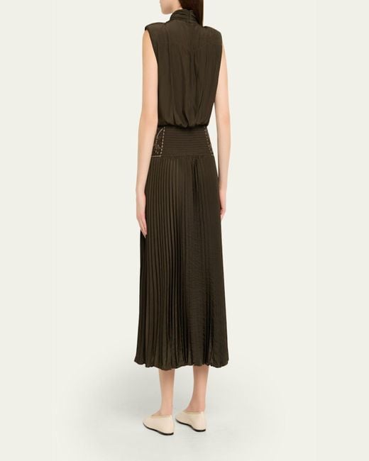 sachin and babi light blue dress Yumi Embroidered Long Sleeve Pleated Midi Dress, Green