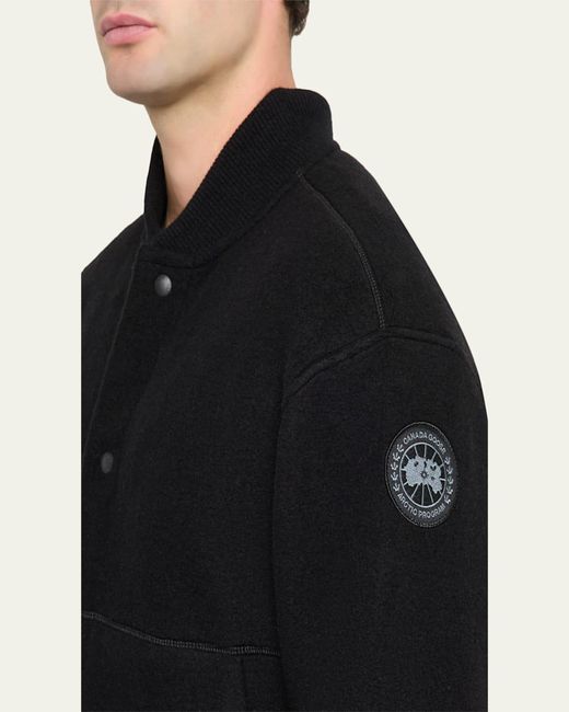 Canada Goose Black Hudson Fleece Snap-Front Bomber Jacket for men