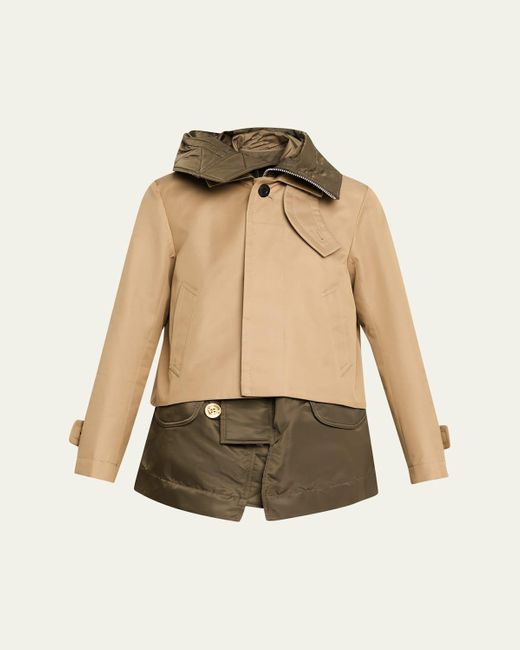 Sacai Natural Cotton Gabardine Layered Jacket