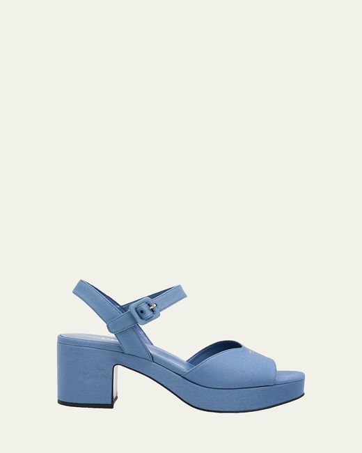 Prada Blue 65Mm Canvas Platform Sandals