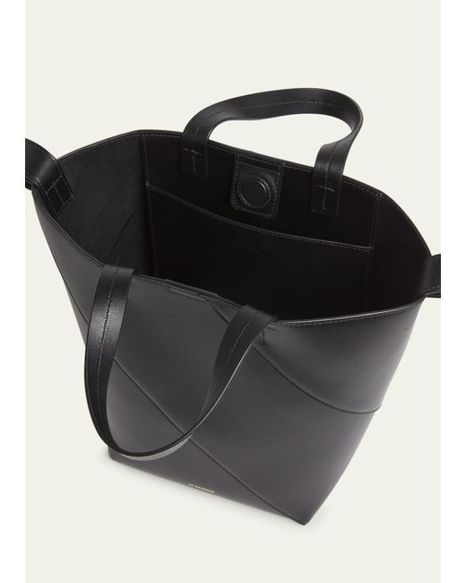 Jil Sander Black Vertigo Small Leather Tote Bag