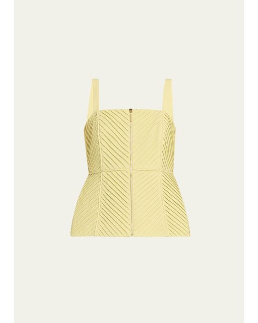 Alexis Yellow Irving Cinched Square-neck Geo Top