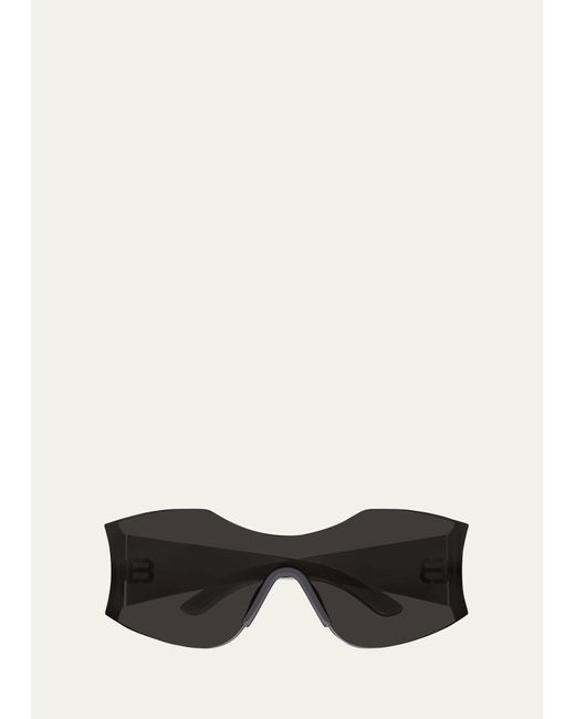 Balenciaga White Bb Logo Nylon Shield Sunglasses for men