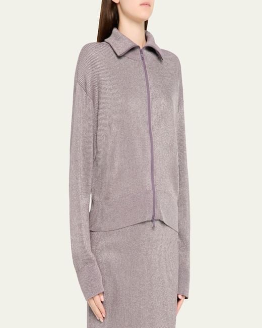 Brunello Cucinelli Brown Sparkly Zip Jacket