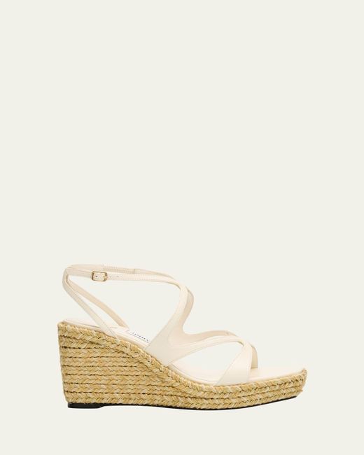 Jimmy Choo Natural Ayla 85 Leather Wedge Sandals