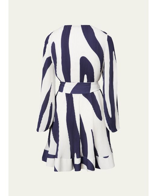 MILLY Blue Liv Zebra Pleated Dress