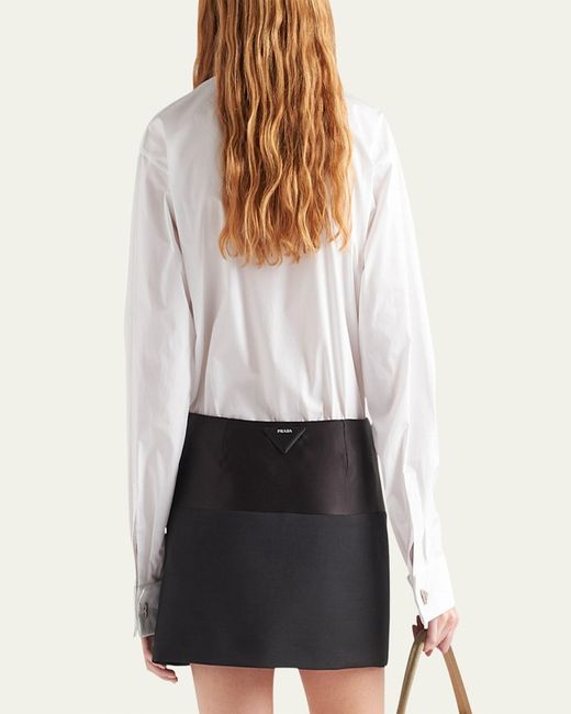 Prada Multicolor Poplin Ave Cufflink Blouse