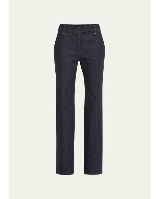 Brunello Cucinelli Blue Dark Wash Skinny Denim Pants With Contrast Stiching