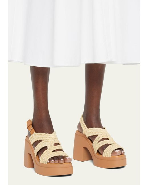 CLERGERIE PARIS Natural Raffia Block-heel Slingback Sandals