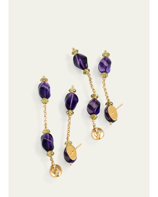 Grazia And Marica Vozza Multicolor Amethyst Front And Back Earrings With Peridot