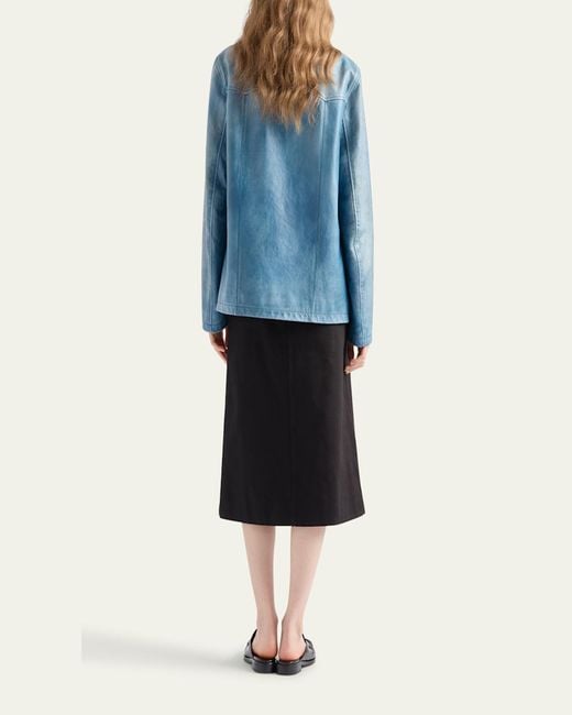 Prada Blue Napa Leather Jacket