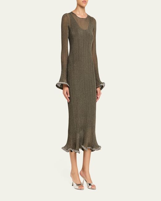Jonathan Simkhai Natural Chessie Embellished Knit Midi Dress