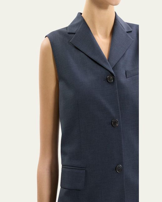 Theory Blue Three-Button Slash Vest