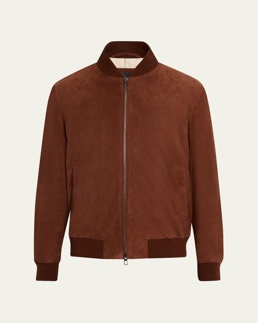 Loro Piana Men's Brown Suede Full-Zip Bomber Jacket