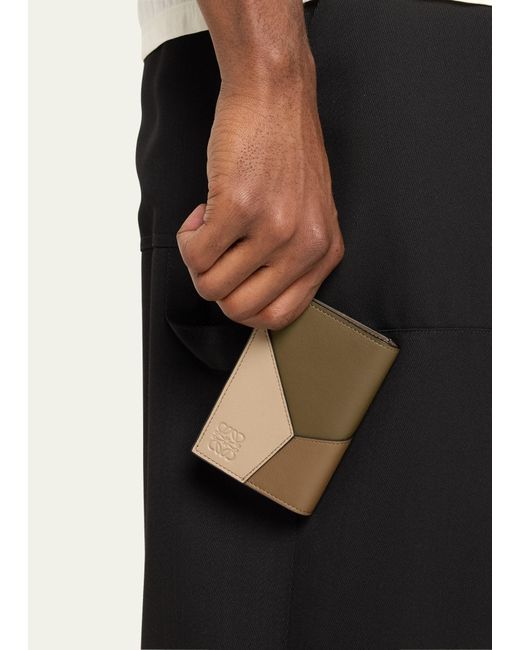 Loewe Natural Puzzle Calfskin Bifold Card Holder for men
