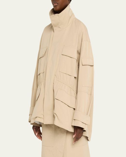 Plan C Natural Oversized Nylon Utility Jacket