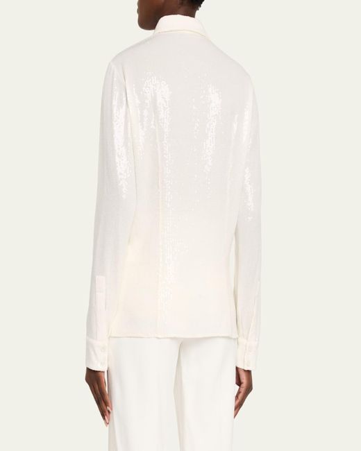 Michael Kors Natural Hansen Sequined Button-Down Shirt