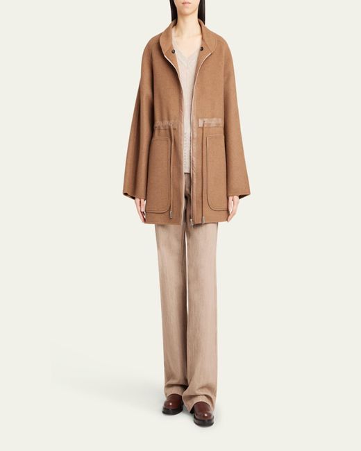 Kiton Natural Drawstring Wool Parka