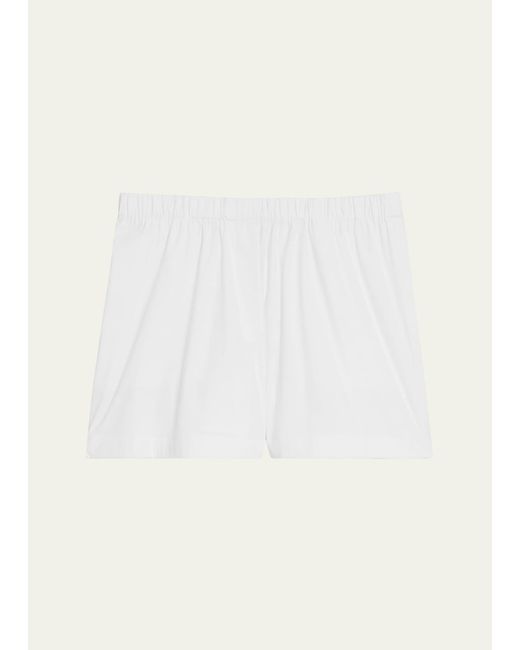 Theory Natural Boxer Stretch Cotton Wide-leg Shorts