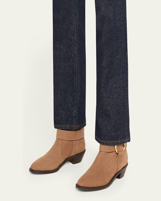See By Chloé Brown Leather Ring Harness Ankle Booties