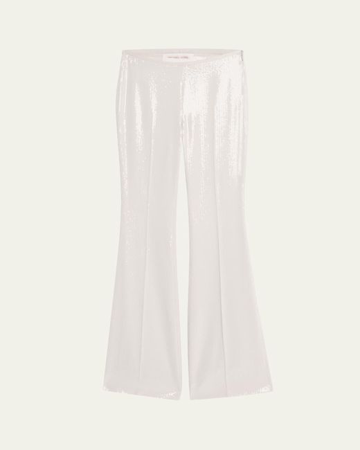 Michael Kors White Sequined Side Zip Flared Trousers