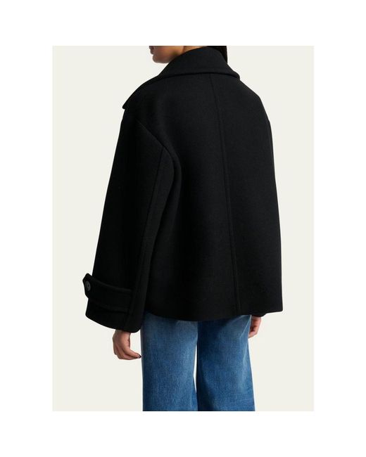 Chloé Black Double-Breasted Wool Peacoat