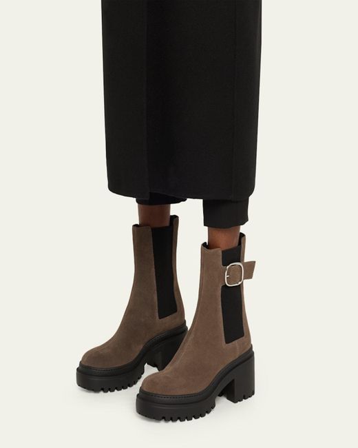 Giuseppe Zanotti Multicolor Platform Suede Chelsea Boots
