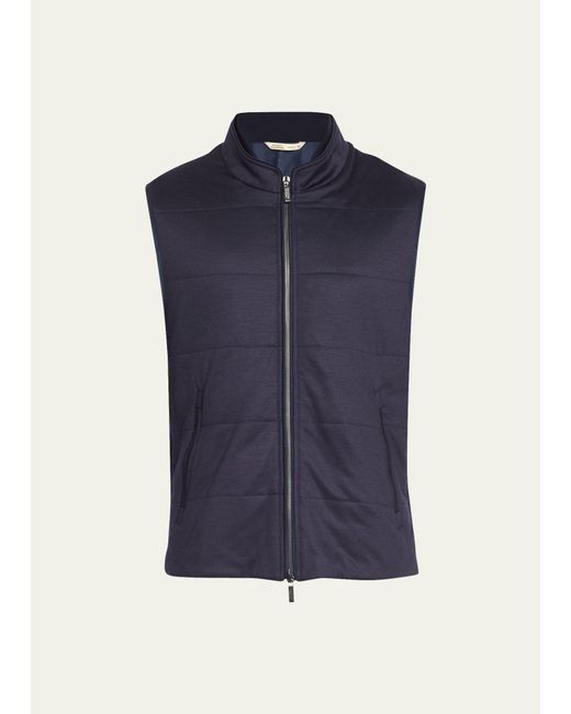 Maurizio Baldassari Blue Jersey Comfort Ful-zip Vest for men