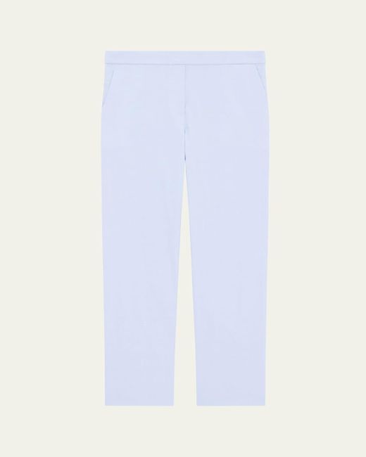 Theory White Treeca Good Linen Cropped Pull-On Ankle Pants