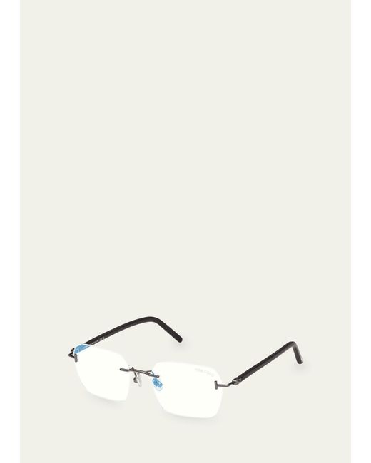 Tom Ford Natural Rimless Rectangle Blue Light-blocking Glasses for men