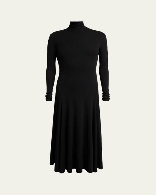 Alaïa Black Heart Cutout Turtleneck Long-Sleeve Maxi Dress