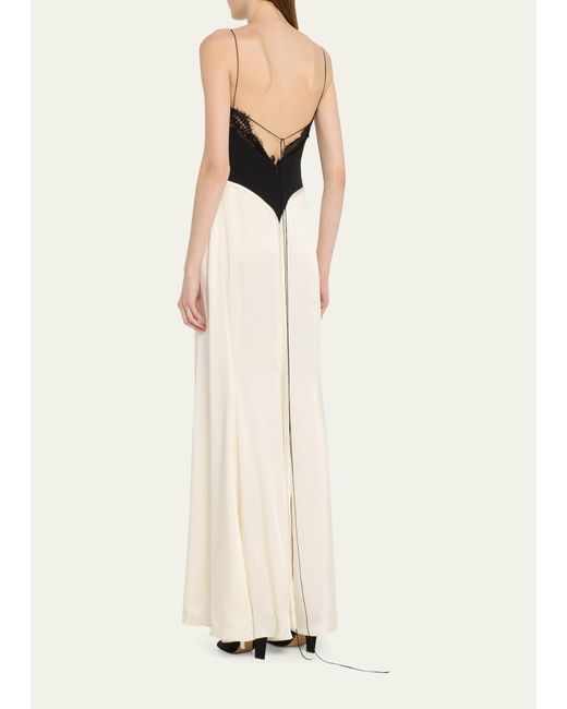 Victoria Beckham Natural Lace Insert Cami Floorlength Dress