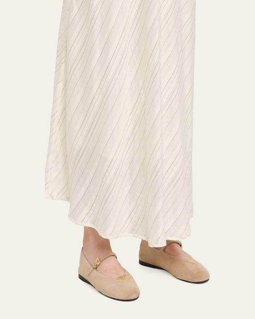 Prada Suede Mary Jane Ballerina Flats in Natural | Lyst