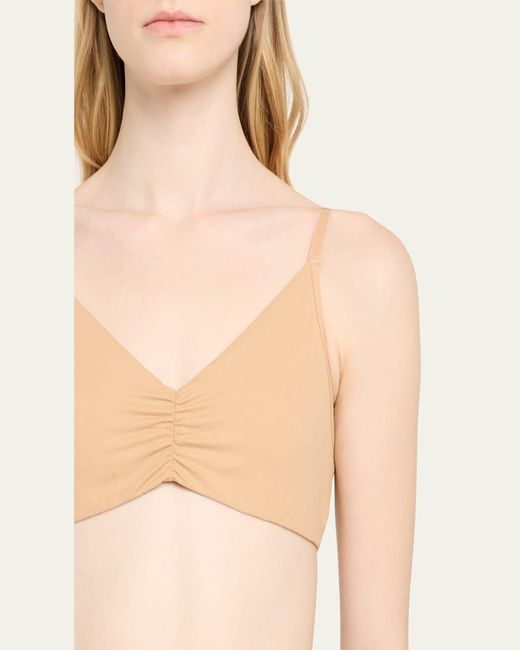 Commando White Shirred Cotton Bralette
