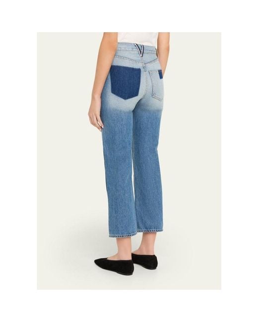 Veronica Beard Blue Dylan Patchwork High-Rise Ankle Jeans