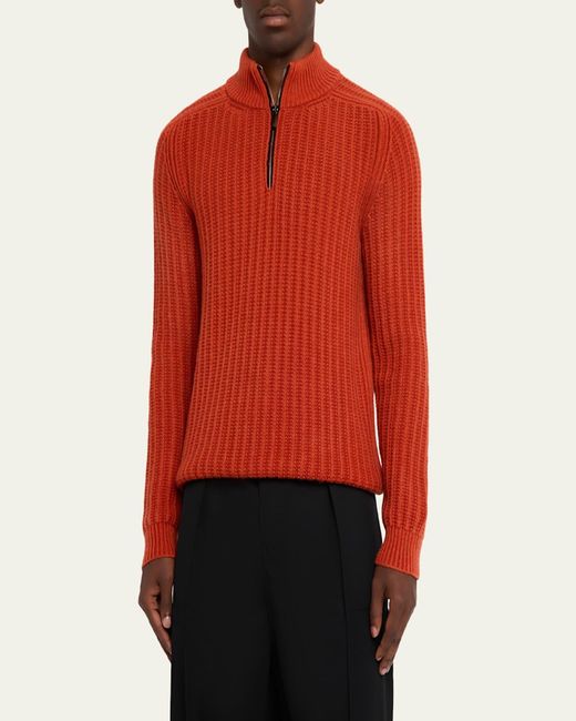 Iris Von Arnim Red Eugene Half-Zip Cashmere Pullover for men