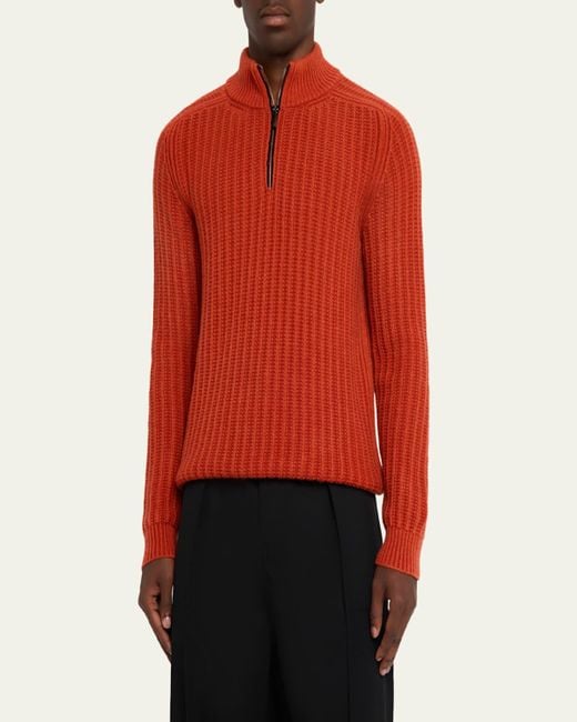 Iris Von Arnim Red Eugene Half-Zip Cashmere Pullover for men