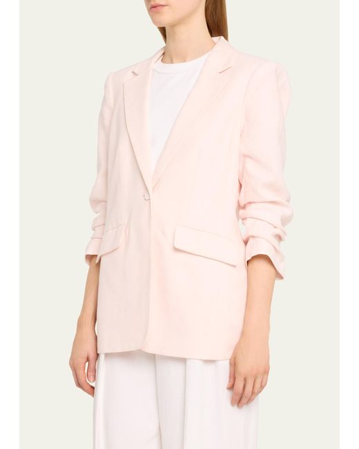Cinq À Sept Pink Kylie 3/4-sleeve Linen Cotton Blazer
