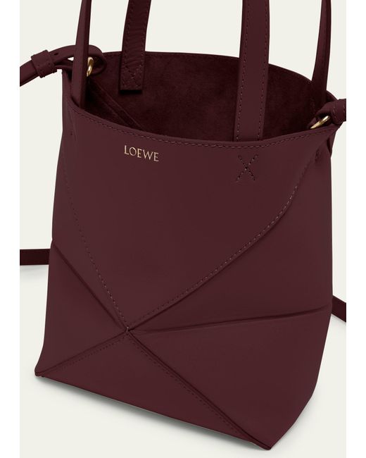 Loewe Purple Puzzle Fold Mini Tote Bag In Shiny Leather