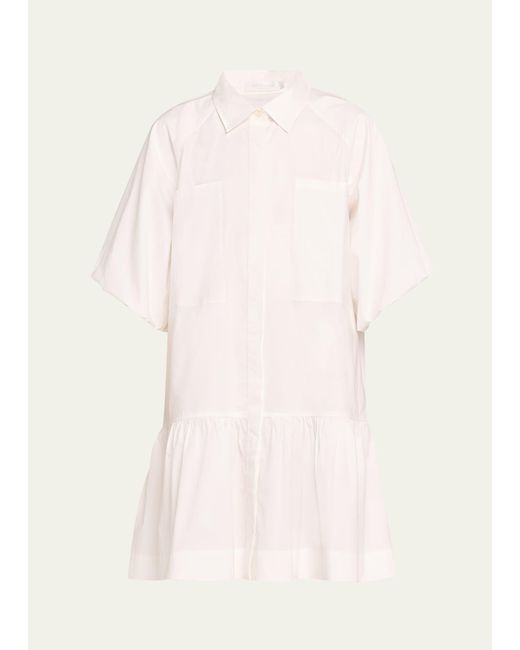 Jonathan Simkhai Natural Crissy Puff-sleeve Cotton Poplin Mini Shirtdress