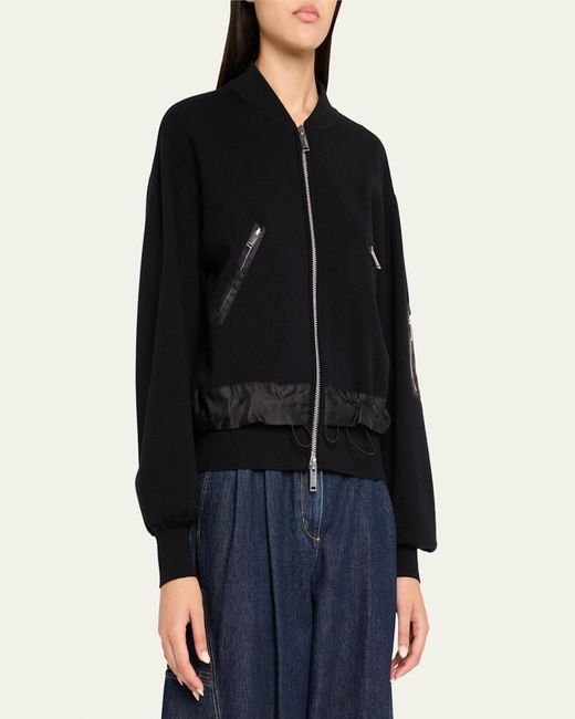 3.1 Phillip Lim Black Double-Layer Bomber Jacket