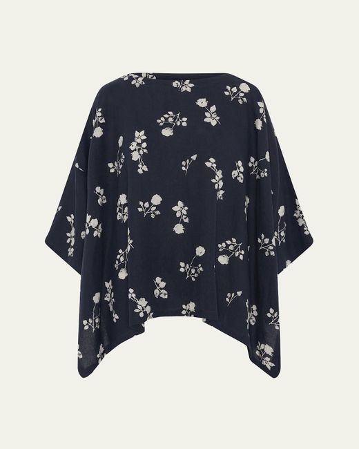 Eskandar Blue Dps Scoop-Neck 3/4-Sleeve Top (Mid Plus Length)